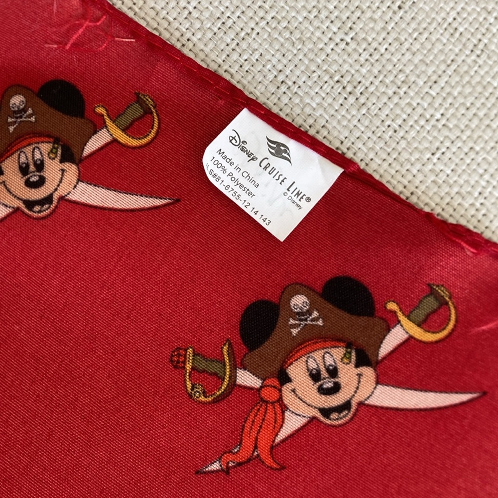 Disney Pirates of The Caribbean Red Bandana with Mickey Mouse Graphics - - Picture 6 of 7